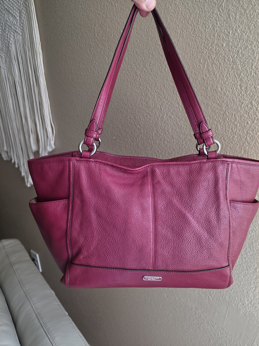Coach Magenta Leather Tote Bag